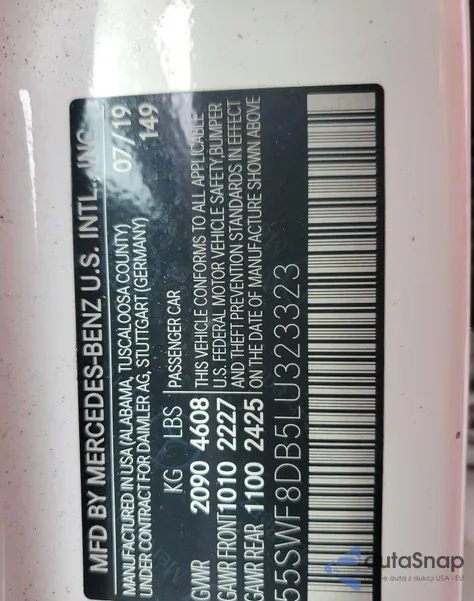 2020 Mercedes-Benz C 300 from USA, damaged, VIN 55SWF8DB5LU323323